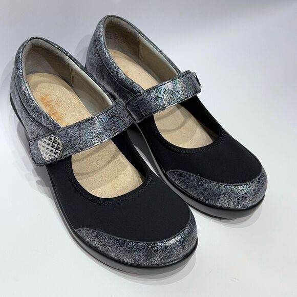 Alegria Women's Jan Mary Jane Wedge Silver Sparkle Leather ~ Size 10.5 (41EU) - Picture 8 of 14